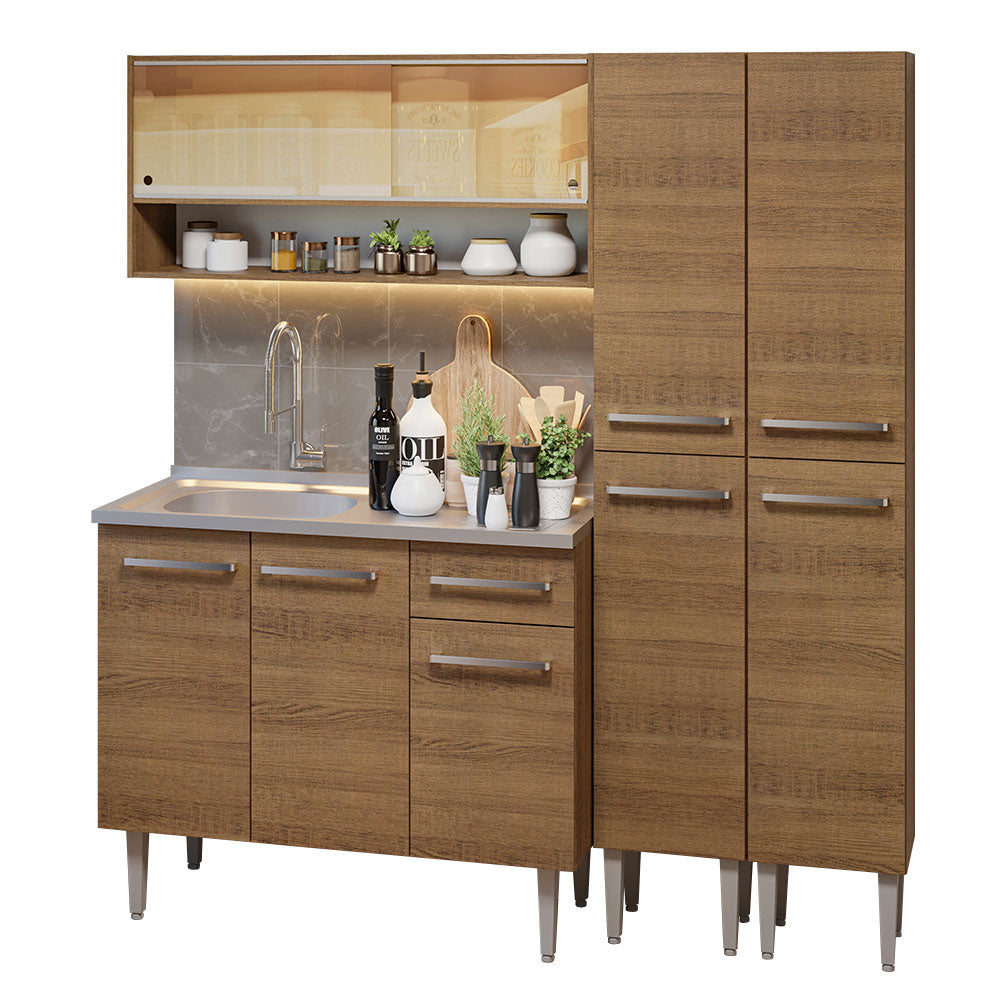 Armário de Cozinha Compacta 169cm com Pia Rustic Emilly Madesa 14