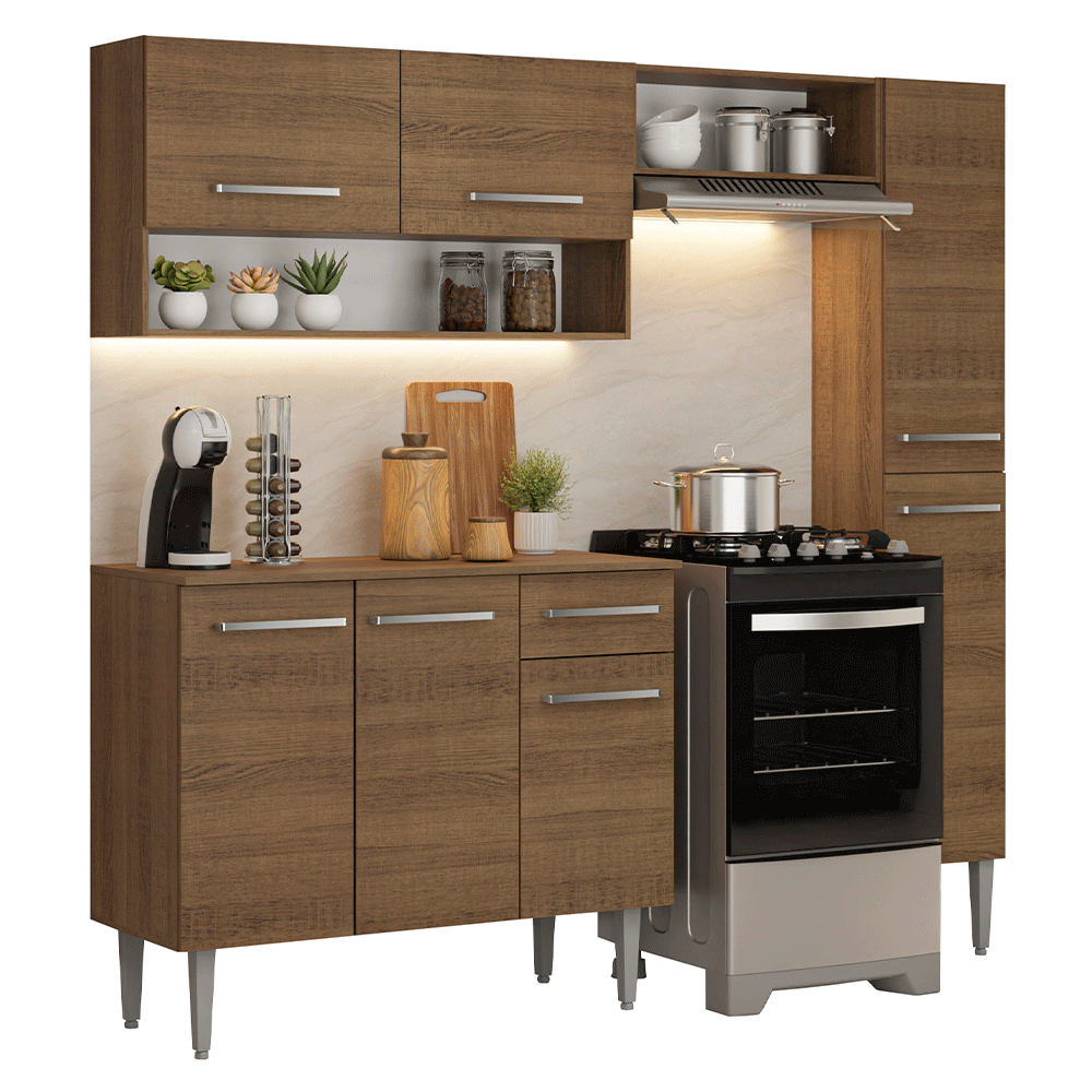 Armário de Cozinha Completa 197 cm Rustic Emilly Madesa 01