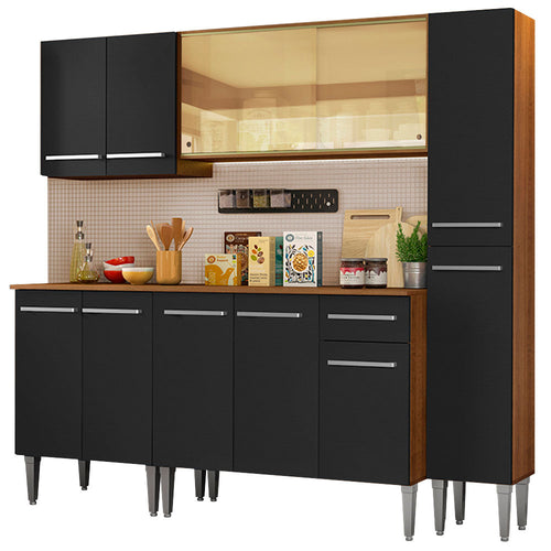 Armário de Cozinha Completa 201cm Rustic/Preto Emilly West Madesa 03