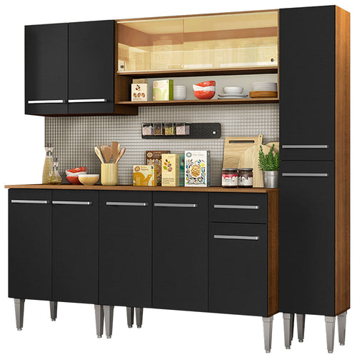 Armário de Cozinha Completa 201cm Rustic/Preto Emilly Sky Madesa 04