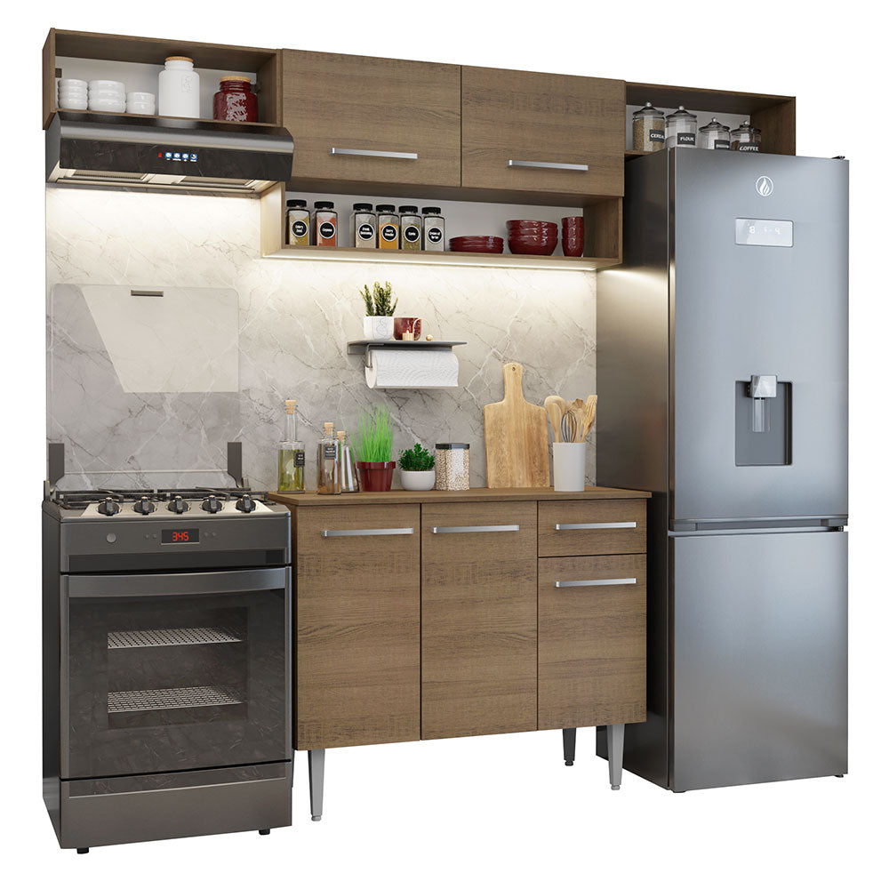 Armário de Cozinha Completa 225cm Rustic Emilly Madesa 01