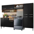 Armário de Cozinha Compacta 229cm Rustic/Preto Emilly Pop Madesa 02