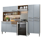 Armário de Cozinha Completa 229cm Rustic/Cinza Emilly Pop Madesa
