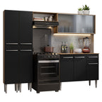 Armário de Cozinha Completa 229cm Rustic/Preto Emilly Madesa 05