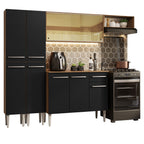 Armário de Cozinha Completa 229cm Rustic/Preto Emilly Madesa 09