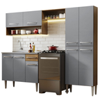 Armário de Cozinha Compacta 229cm com Pia Rustic/Cinza Emilly Madesa 10