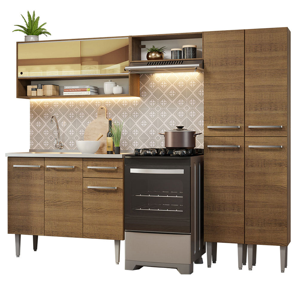 Armário de Cozinha Compacta 229cm com Pia Rustic Emilly Madesa 11
