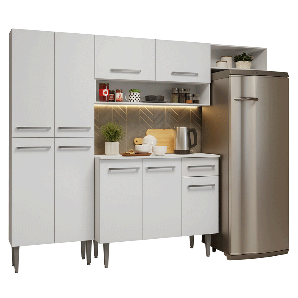 Armário de Cozinha Completa 229cm Branco Emilly Madesa 016