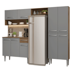 Armário de Cozinha Completa 229cm Rustic/Cinza Emilly Madesa 017