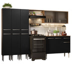 Armário de Cozinha Completa 261cm Rustic/Preto Emilly Madesa 03