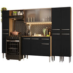 Armário de Cozinha Completa 261cm Rustic/Preto Emilly Madesa 06