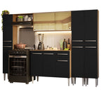 Armário de Cozinha Completa 261cm Rustic/Preto Emilly Madesa 07