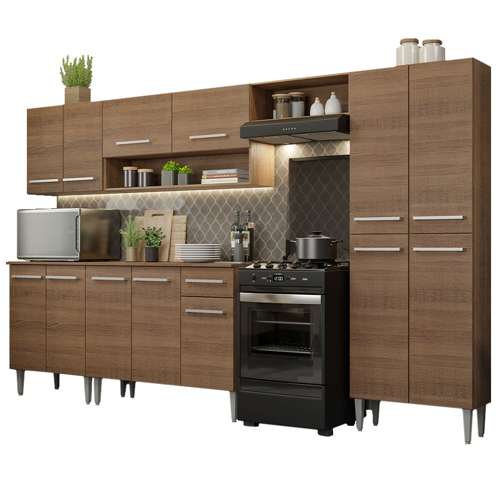 Armário de Cozinha Completa 293cm Rustic Emilly Madesa 01