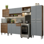 Armário de Cozinha Completa 293cm Rustic/Cinza Emilly Madesa 01