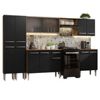 Armário de Cozinha Completa 293cm Rustic/Preto Emilly Madesa 04
