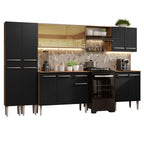 Armário de Cozinha Completa 293cm Rustic/Preto Emilly Madesa 05