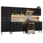 Armário de Cozinha Completa 293cm com Pia Rustic/Preto Emilly Madesa 08