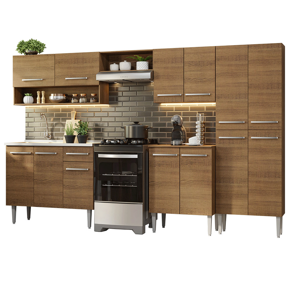 Armário de Cozinha Completa 293cm com Pia Rustic Emilly Madesa 09