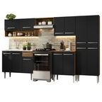 Armário de Cozinha Completa 293cm com Pia Rustic/Preto Emilly Madesa 09