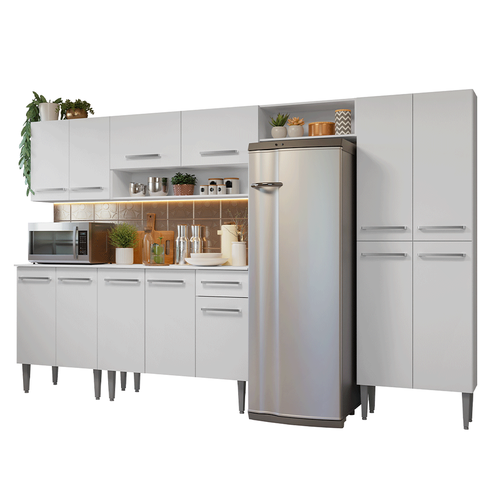 Armário de Cozinha Completa 293cm Branco Emilly Madesa 011