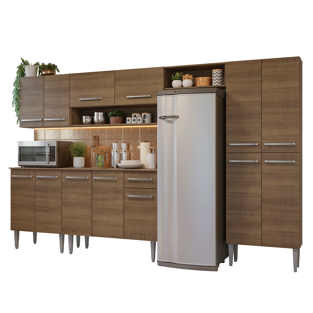Armário de Cozinha Completa 293cm Rustic Emilly Madesa 011