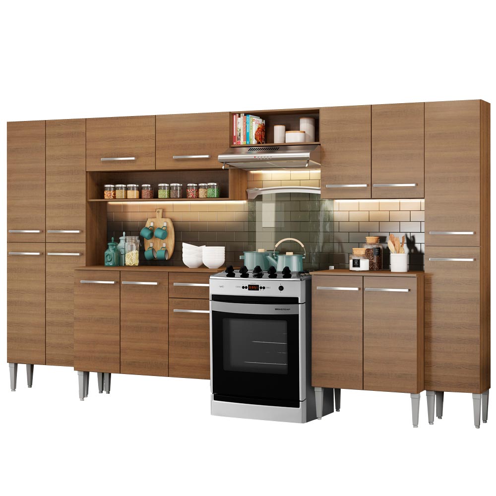 Armário de Cozinha Completa 325cm Rustic Emilly Joy Madesa 01