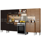 Armário de Cozinha Completa 325cm Rustic/Preto Emilly Joy Madesa 01