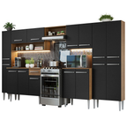 Armário de Cozinha Completa 325cm Rustic/Preto Emilly Madesa 02