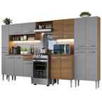 Armário de Cozinha Completa 325cm Rustic/Cinza Emilly Madesa 02