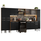 Armário de Cozinha Completa 325cm Rustic/Preto Emilly Madesa 03