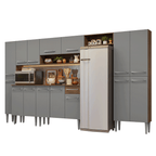 Armário de Cozinha Completa 325cm Rustic/Cinza Emilly Madesa 07