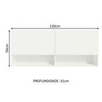 Armário Aéreo 120 cm 2 Portas 2 Nichos Branco para Cozinha Madesa