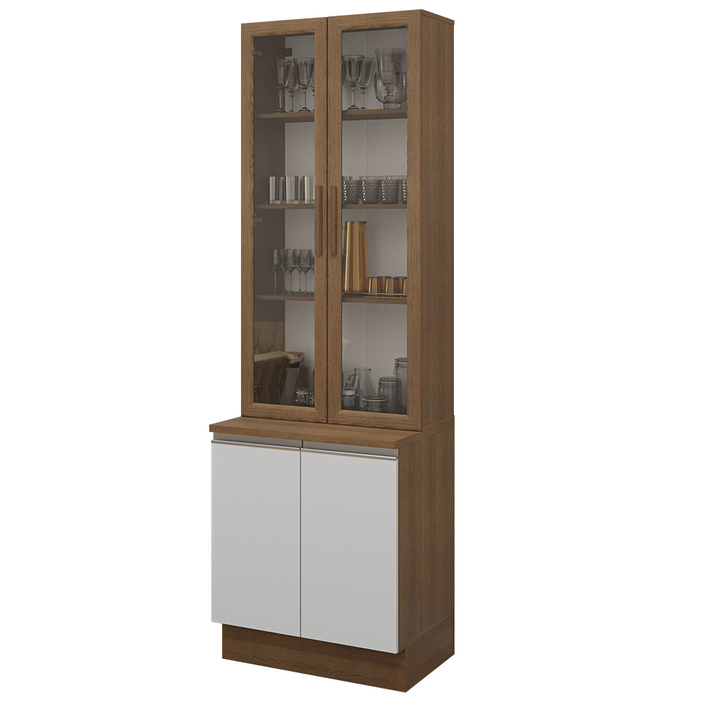 Kit Balcão + Cristaleira 70cm Rustic/Branco Glamy Madesa 01