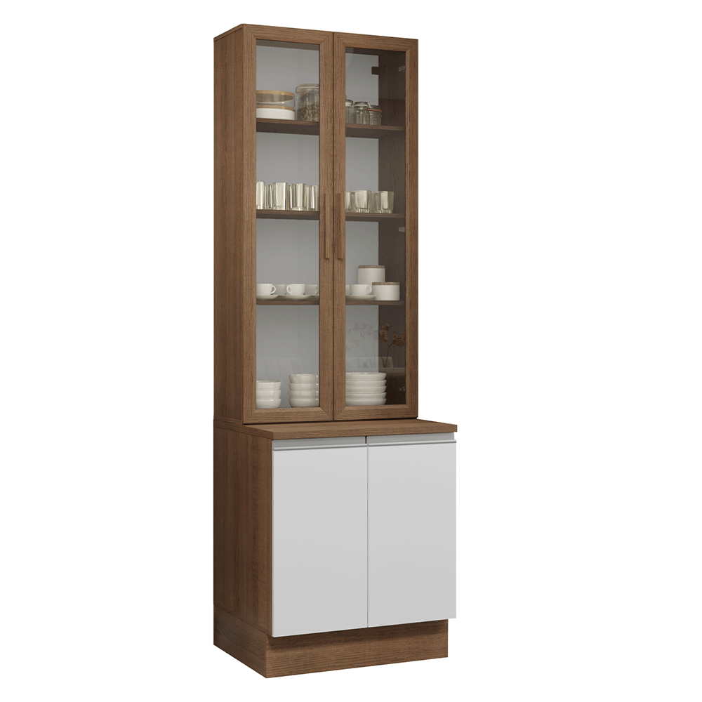 Kit Balcão + Cristaleira 70cm Rustic/Branco Glamy Madesa 02