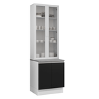 Kit Balcão + Cristaleira 70cm Branco/Preto Glamy Madesa 02