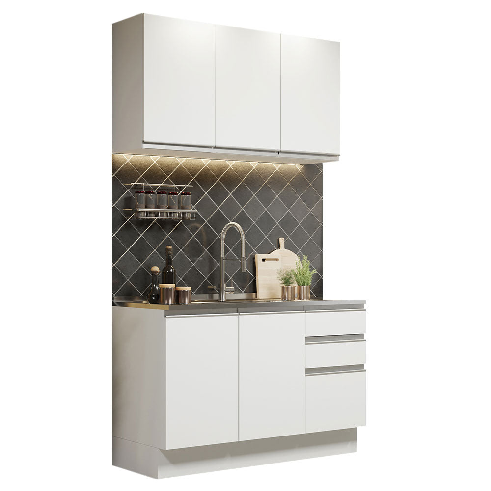 Armário de Cozinha Compacta 120cm Branco Glamy Madesa 01