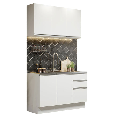 Armário de Cozinha Compacta 120cm Branco Glamy Madesa 01