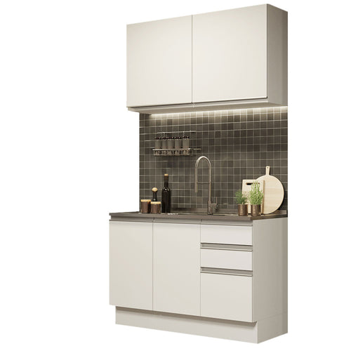 Armário de Cozinha Compacta 120cm Branco Glamy Madesa 03