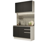 Armário de Cozinha Compacta 120cm Branco/Preto Glamy Madesa 03