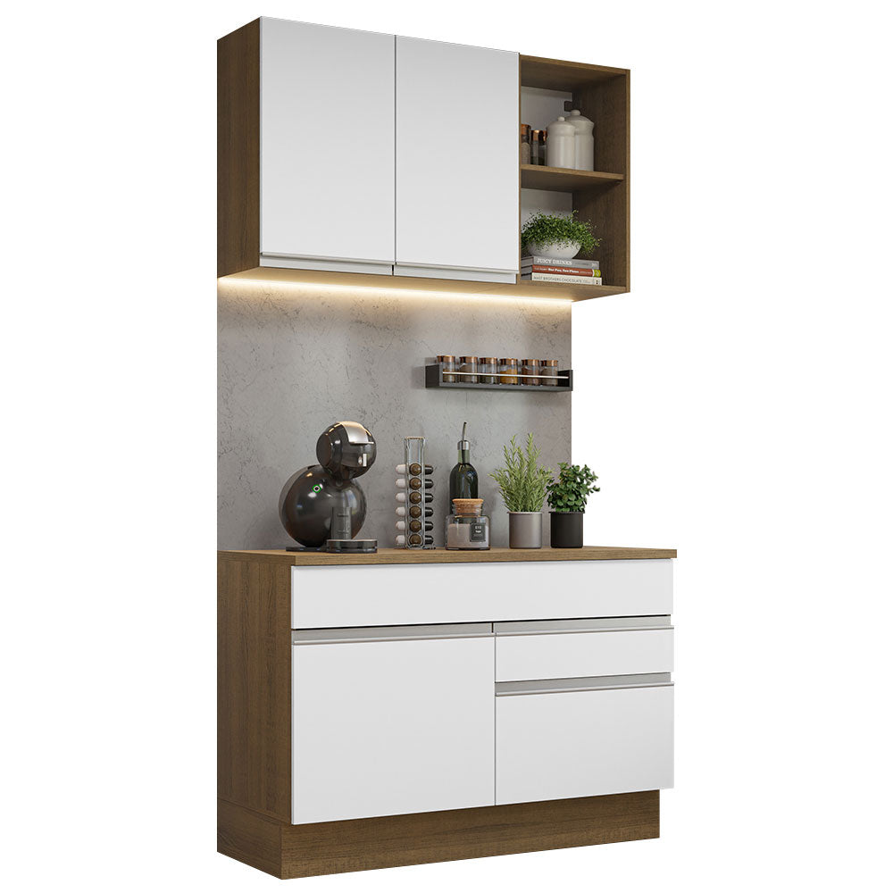 Armário de Cozinha Compacta 120cm Rustic/Branco Glamy Madesa 08