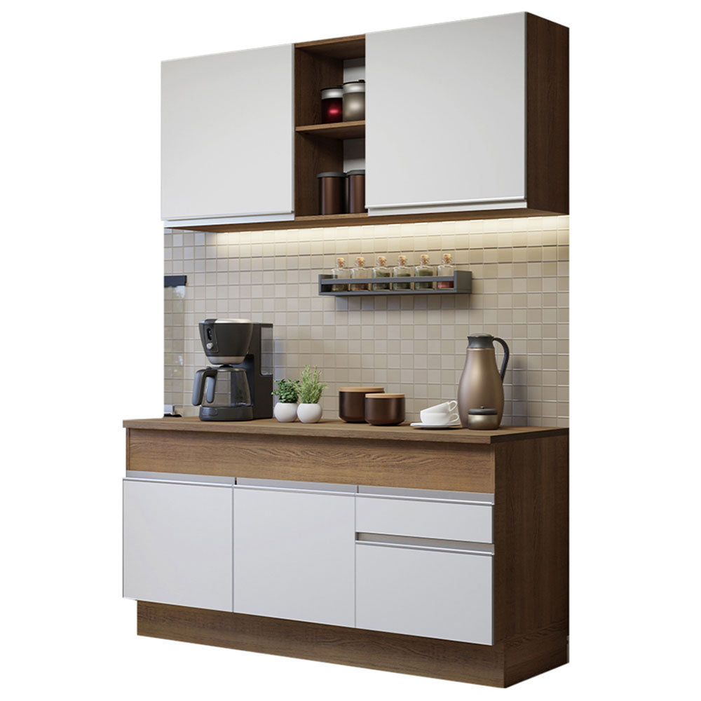 Armário de Cozinha Compacta 150cm Rustic/Branco Glamy Madesa 01