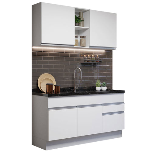 Armário de Cozinha Compacta 150cm Branco Glamy Madesa 02