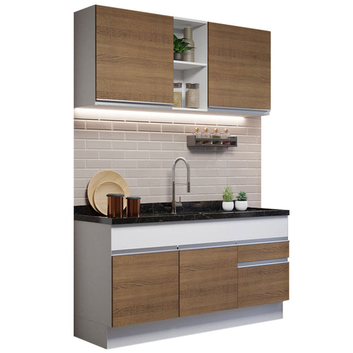 Armário de Cozinha Compacta 150cm Branco/Rustic Glamy Madesa 02