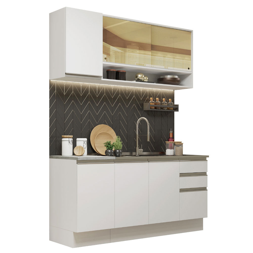 Armário de Cozinha Compacta 160cm Branco Glamy Madesa 02