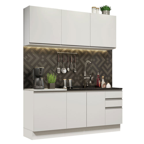 Armário de Cozinha Compacta 180cm Branco Glamy Madesa 05