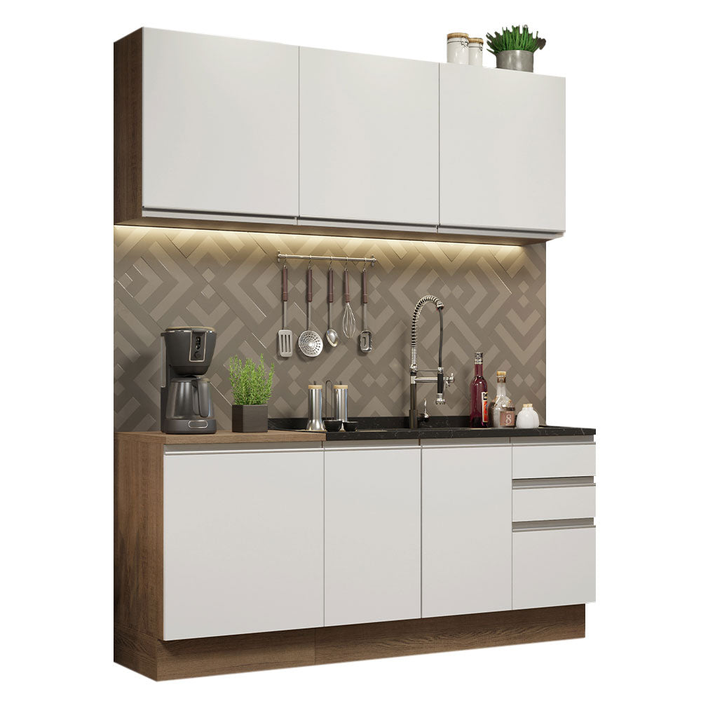 Armário de Cozinha Compacta 180cm Rustic Branco Glamy Madesa 05