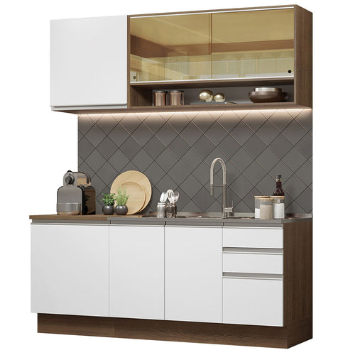 Armário de Cozinha Compacta 180cm Rustic Branco Glamy Madesa 06