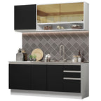 Armário de Cozinha Compacta 180cm Branco Preto Glamy Madesa 06