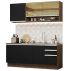 Armário de Cozinha Compacta 180cm Rustic Preto Glamy Madesa 06
