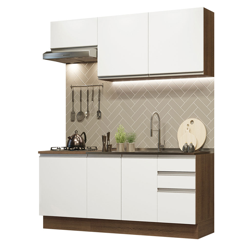 Armário de Cozinha Compacta 180cm Rustic Branco Glamy Madesa 07